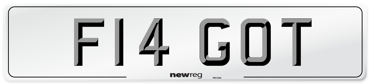 F14 GOT Number Plate from New Reg